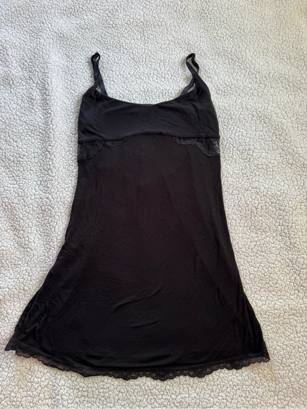 Victoria's Secret Black Night Gown with Lace Trim